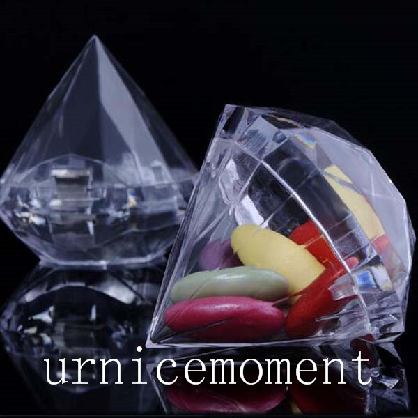 

New Arrivals--20pcs Lovely plastic transparent diamond shape candy box wedding favor boxes
