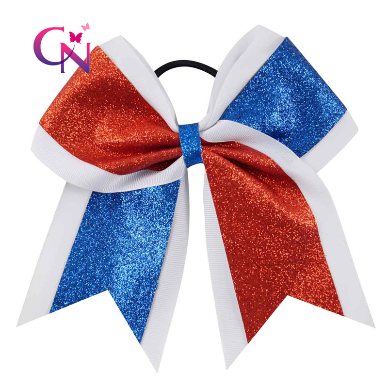 White cheer bows 3 inch big cheerleading hair bows cheap girl hairbows US seller