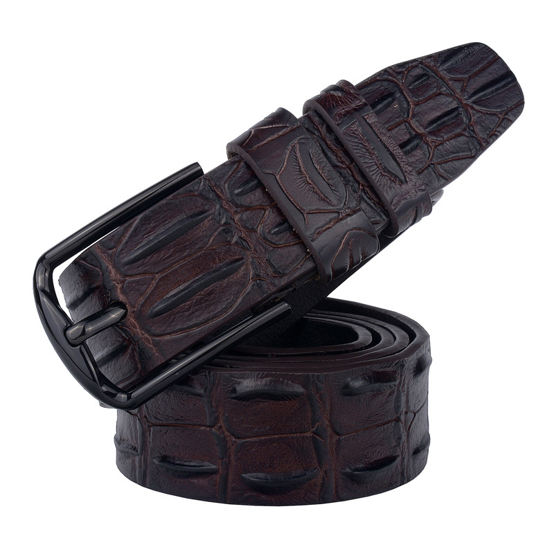 

New Fashion Luxury Cow genuine leather men belt high quality Alligator strap pin buckle male crocodile belt for men cinto, Photo color