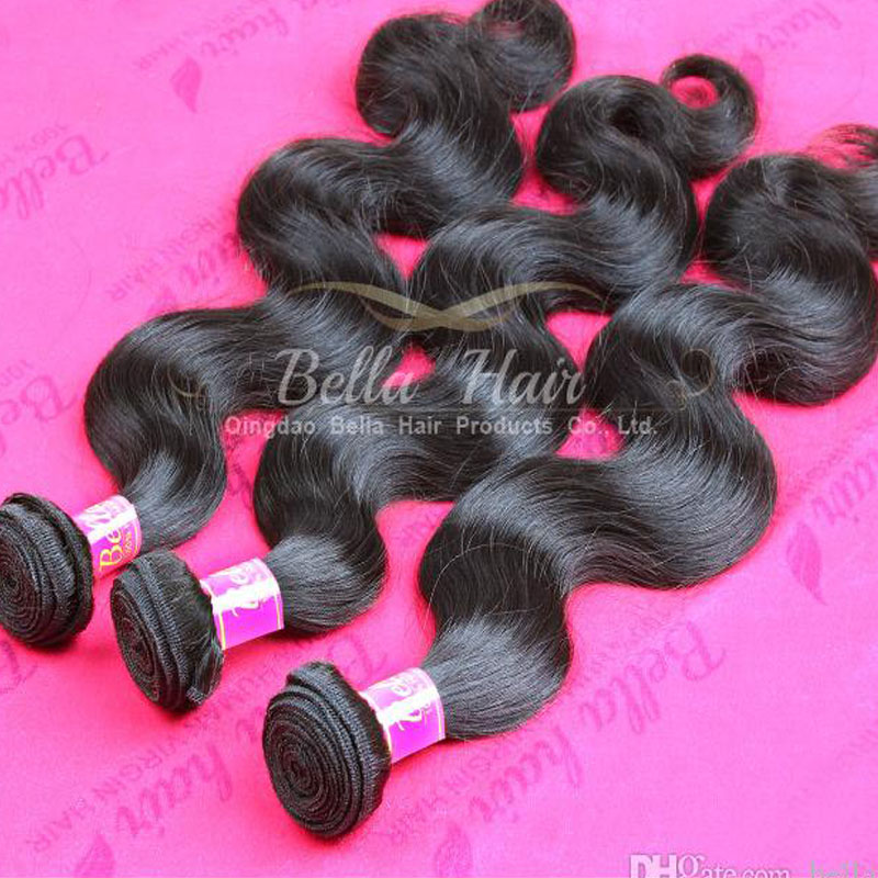 

hair extensions 1034inch virgin indian body wave human hair bundles 3pcs lot natural color hairweaving extension in bulk bellahair