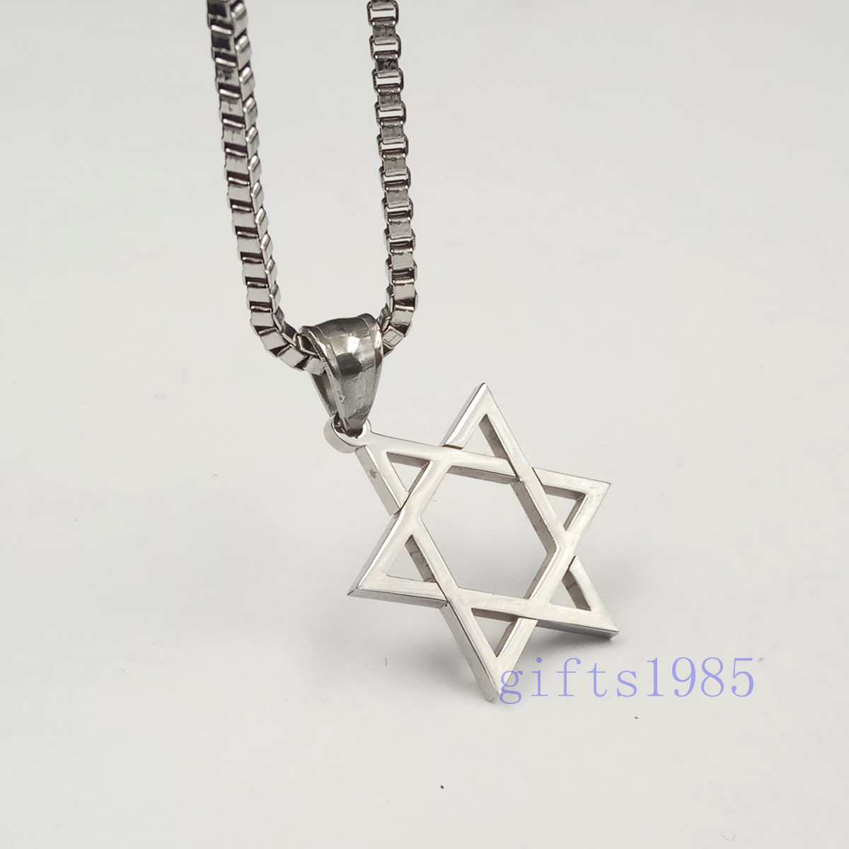 Collier à breloques au design classique, pendentif étoile de David, boîte à bijoux en argent et acier inoxydable