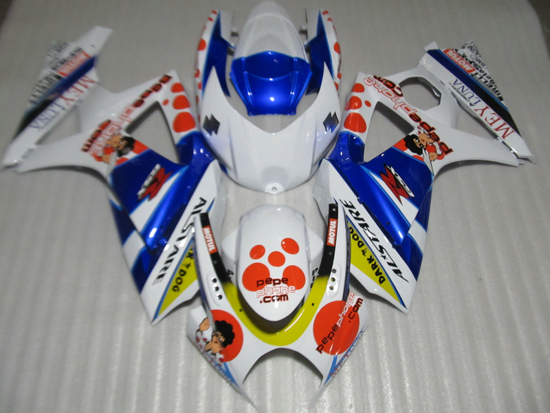 

ABS plastic fairing kit for Suzuki GSXR1000 07 08 white blue fairings set GSXR1000 2007 2008 OT20, Same as picture