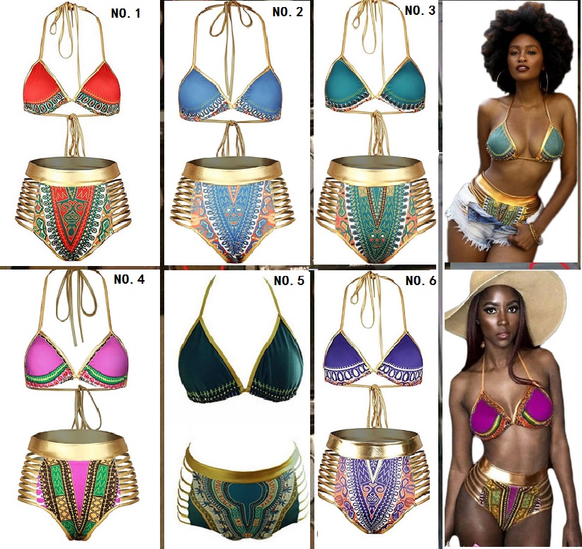 

Sexy South African golden halter bikini high waist swimsuit two pieces swimwear women bathing suit bather, Multi