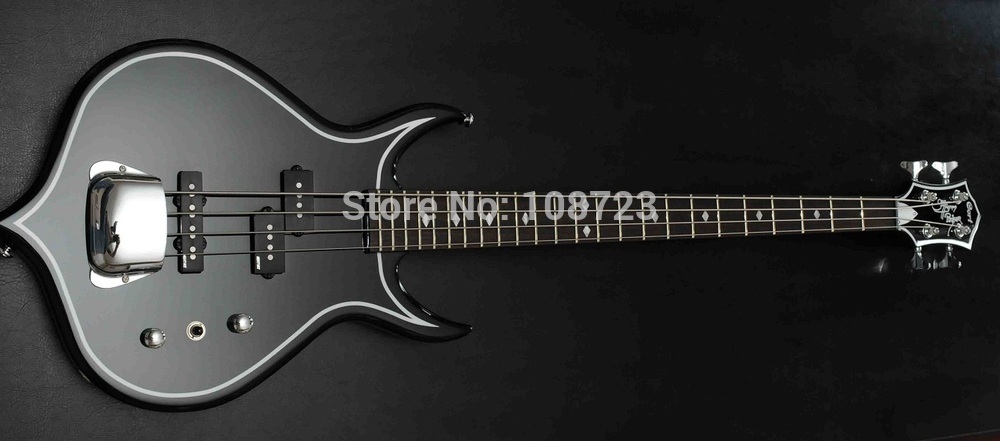

Rare Electric Guitar Gene Simmons Punisher 4 Strings Black Electric Bass Guitar Mahogany Body Maple Neck Rosewood Fingerboard