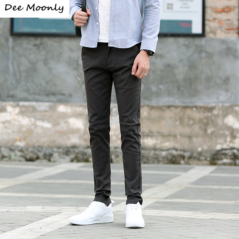 Vente en gros- DEE MOONLY Nouveau Printemps Haute Qualité Noir Bleu Foncé Coton Hommes Pantalon Droit Long Pantalon Mâle Classique Affaires Casua