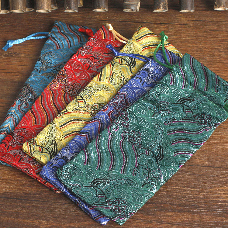 

Wavy pattern Lengthen Silk Satin Bags Drawstring Travel Jewelry Necklace Gift Pouches Wood Comb Trinket Storage Pocket 7.5x19 cm 7.5x24 cm