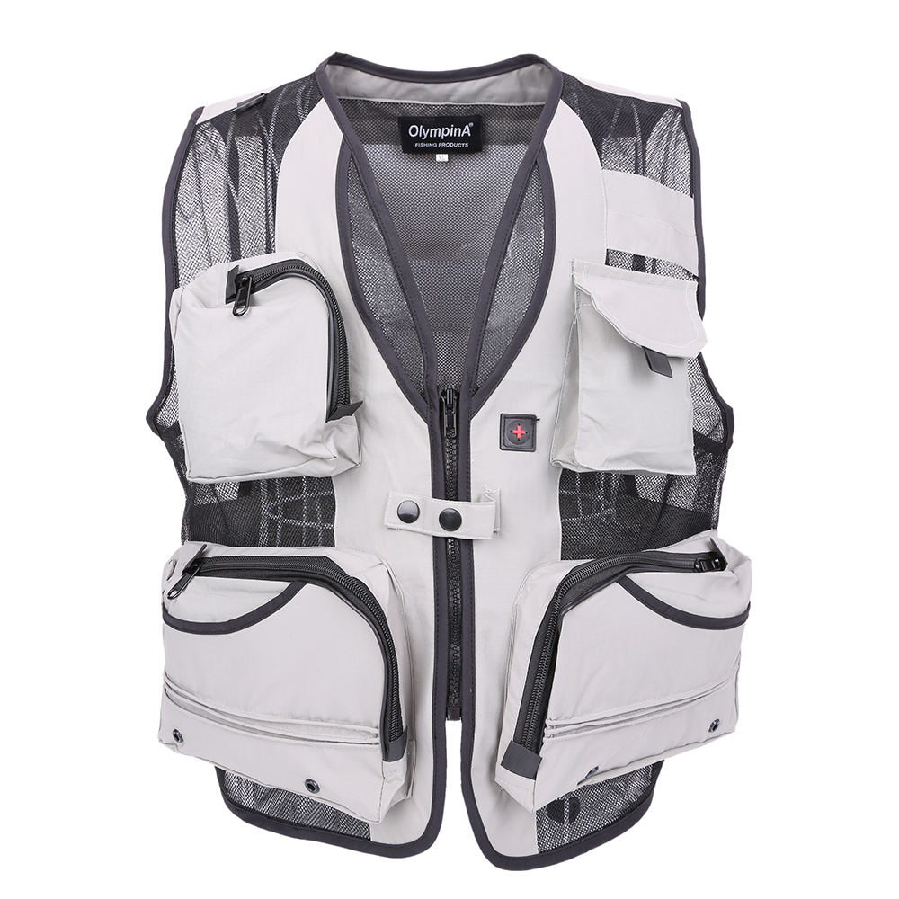 

Wholesale- New Arrival Men's Multi Pocket vest, photography vest,cameraman reporter mesh vest Large size -5XL, Gray