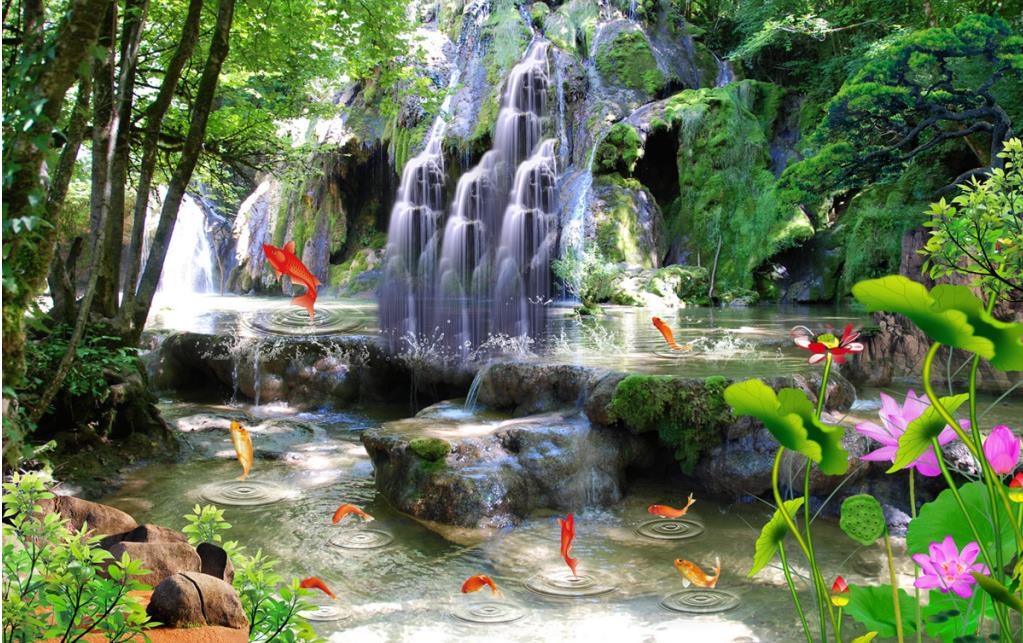 

fashion decor home decoration for bedroom Waterfalls Waterfall Landscape Waterfall Fresco TV Wall Background