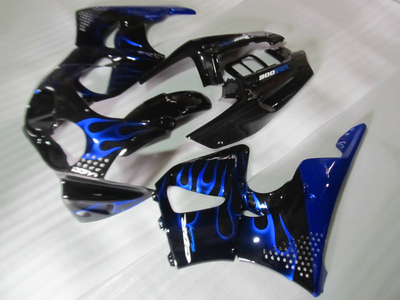 Kit de carénage 7gifts gratuit pour Honda CBR900RR 92 93 94 95 ensemble de carénages noirs flammes bleues CBR900RR 1992 1993 1994 1995 OT08