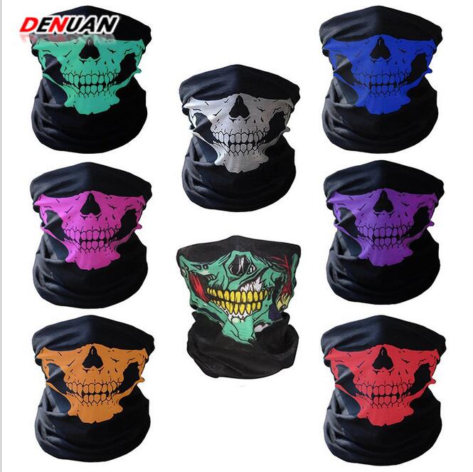 

Skull Magic Turban Bandanas Skull Face Masks Skeleton Outdoor Sports Ghost Neck Scarves Headband Cycling Motorcycle Wrap, Orange