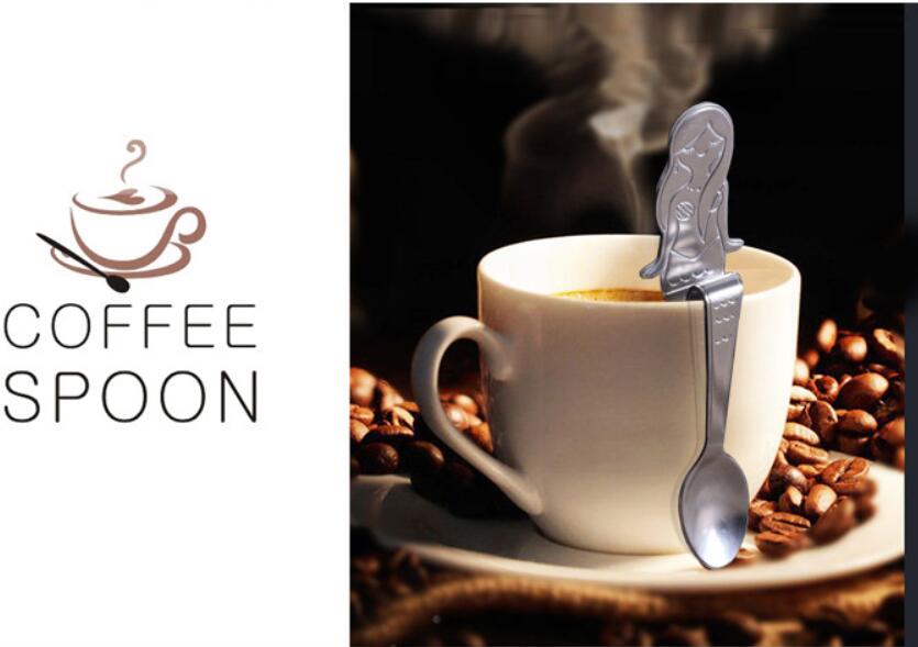 

Mermaid Teaspoons stainless steel Creative Tea Coffee Spoon for Cafe wedding G1199