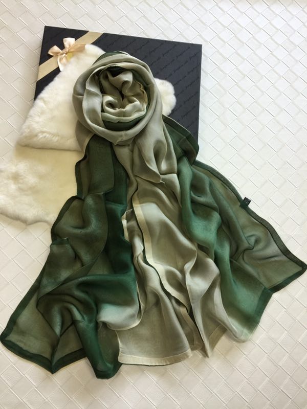 

2017 100% chiffon silk 2 ply womens gradient color SCARF scarves hot #4034