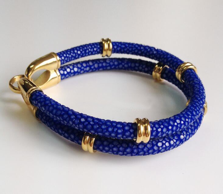 

BC Fashion Design Charm Stingray Leather Bracelet Navy Blue 5mm Round Leather Bracelet Multilayer Leather Bracelet