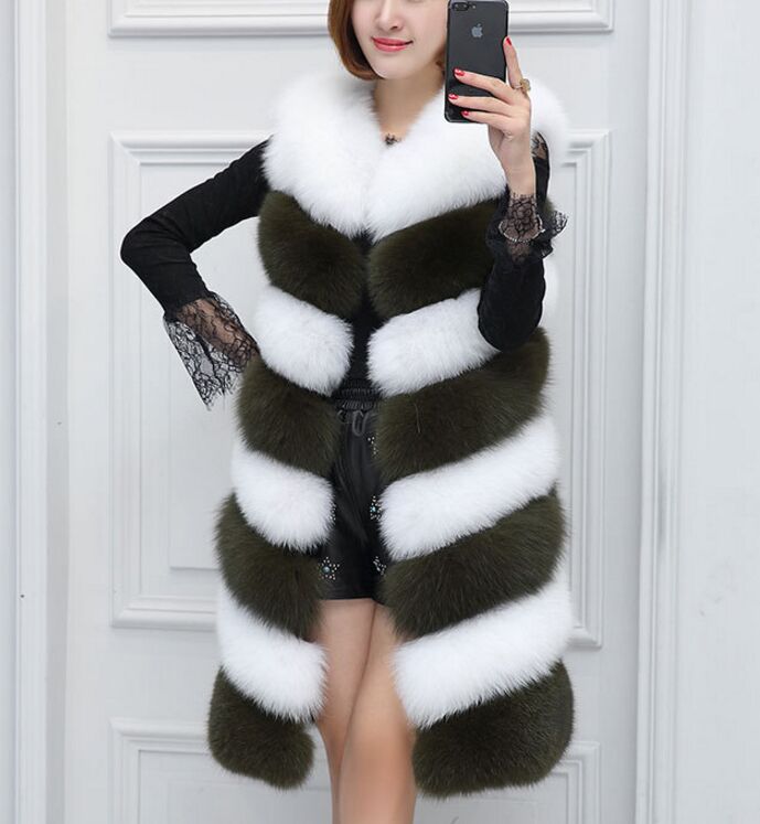 Winter Women Faux Fur Vest Patchwork Multicolor High Imitation Artificial Fur Vest Luxury Peel Female Jacket Oversize S-4XL