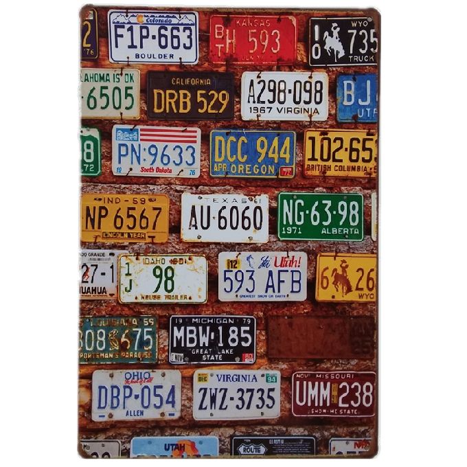 

Car plates combined Retro rustic tin metal sign Wall Decor Vintage Tin Poster Cafe Shop Bar home decor
