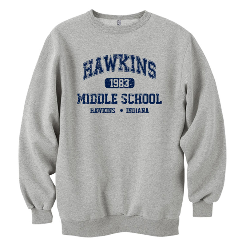 

Wholesale- the HAWKINS middle school long sleeve combo cotton 100% casual fleece sweatshirt men long hoodies men pullover, Black