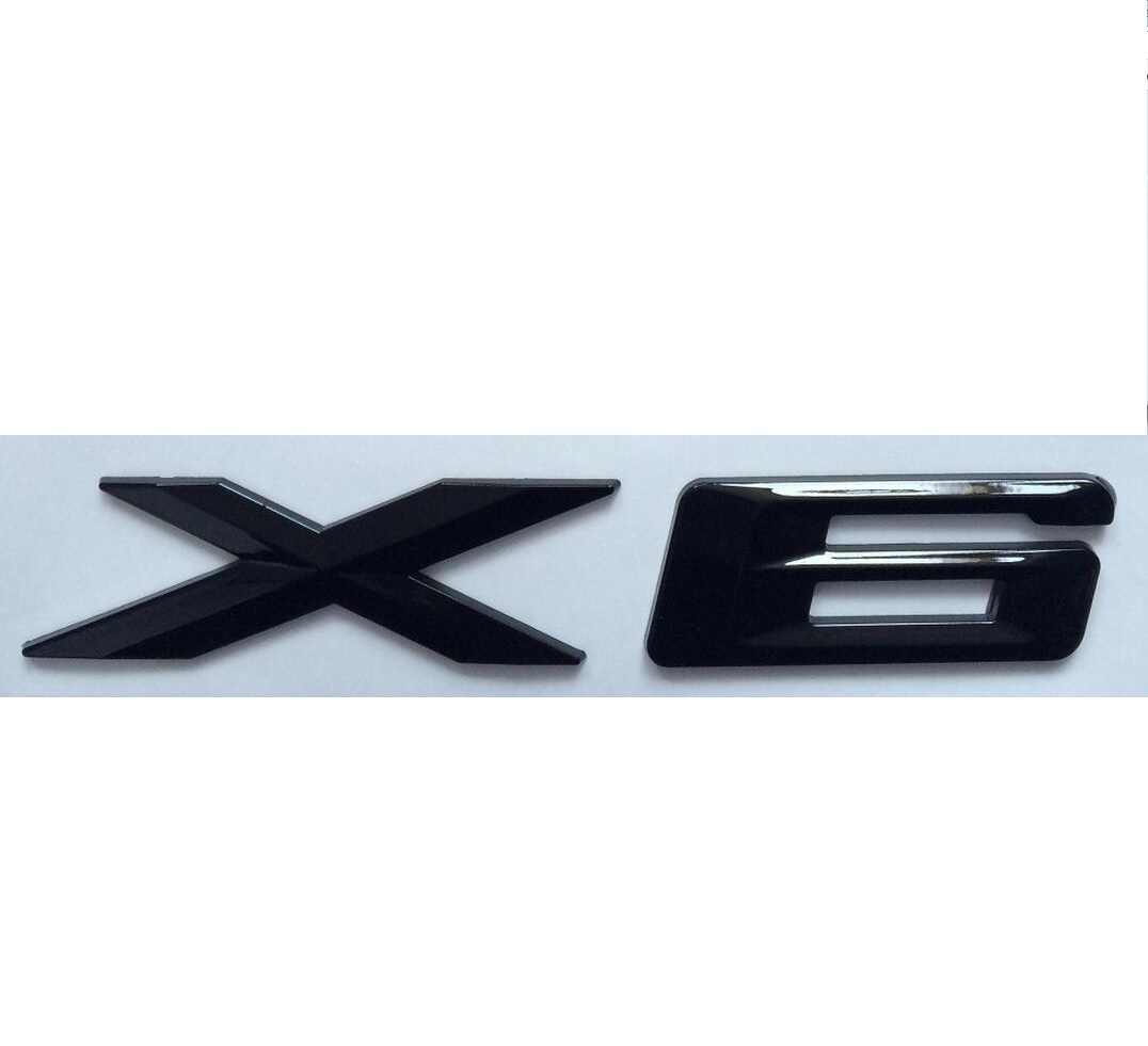 

Gloss Black " X 6 " Number Trunk Letters Badge Emblem Letter Sticker for BMW X6