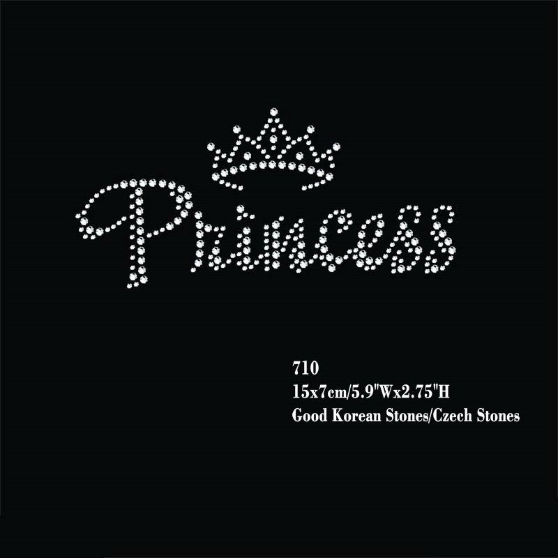 

24pcs/lot Hotfix Rhinestone Iron On Heat Transfer Motifs Patches The "Princess" With Small Crown Applique