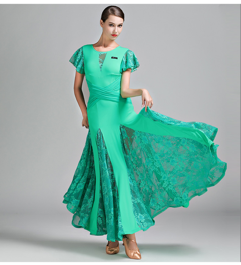 

2018 New 3 colors green ballroom dress woman ballroom waltz dresses ballroom dance clothes red spanish flamenco dress fringe dance wear, Black;red