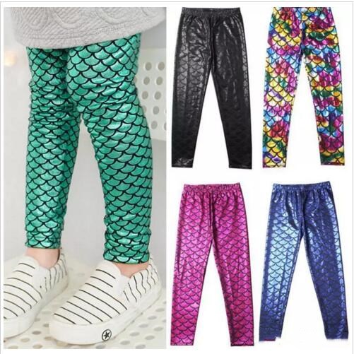 

Mermaid Girls Leggings Kids Fish Scale Tights Skiny Stretchy Pencil Pants Baby Slim Digital Print Trousers Fashion Colorful Pants 3-8Y B2331, Remark your choice