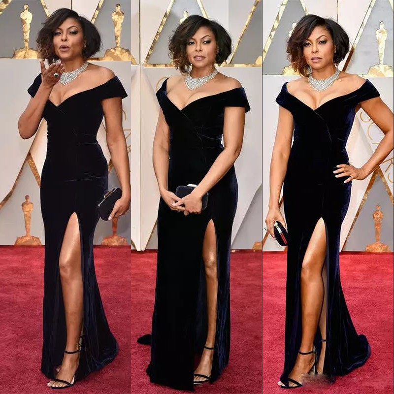 

Sexy Mermaid Celebrity Evening Dresses Off The Shoulder V-Neck Sleeveless Side Split Long Prom Dresses Cheap Custom Made Evening Party Gowns, Pink