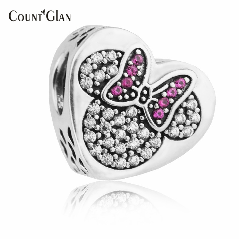 Fits Pandora Bracelets True Love Silver Beads With Pink CZ 2017 100% 925 Sterling Silver Charms DIY Jewelry 495-image-396707111