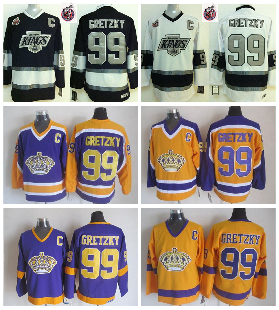 

Mens Los Angeles Kings Wayne Gretzky Hockey Jersey Vintage 1983-1993 Stanley Cup 100th CCM 99 Wayne Gretzky Stitched Jersey C Patch, 1970 purple