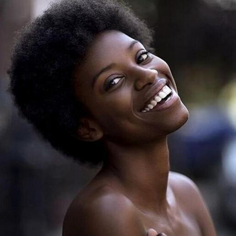 

In stock kinky curly afro Short Cut Bob Simulation Human hair wig black color wigs
