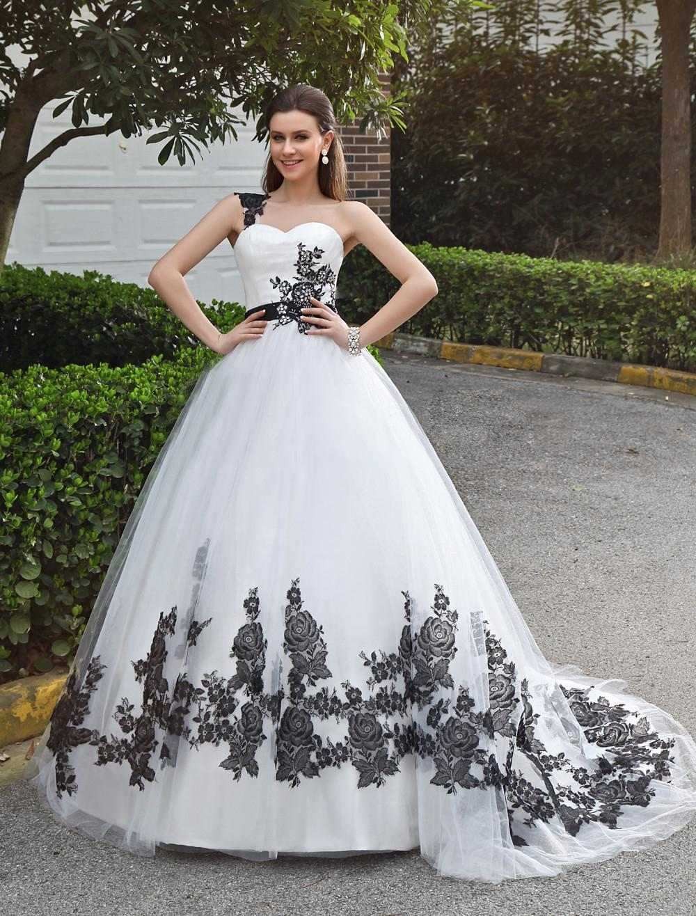 

Gothic Black and White Ball Gown Wedding Dresses One Shoulde 50s Vintage Princess Colroful Bridal Gowns Robe De Mariee Custom Made, Champagne