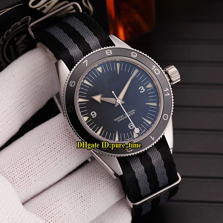 

New James Bond 007 300m 233.32.41.21.01.001 Black Dial Miyota 8215 Revise 8400 Automatic Mens Watch Sapphire Steel Case Nylon Strap Watches, O-b19 (1)