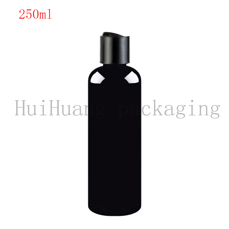 

40pcs 250ml Disc Screw Cap Cosmetics white Bottle,Plastic Container,black Empty Liquid Soap Shampoo Bottles 250cc black Bottle