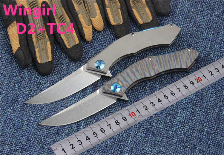 

Special offer Wild boar Shirogorov poluchetkiy Flipper Bearing washer D2 Blade TC4 titanium Handle Outdoors Survival Tactical folding knife