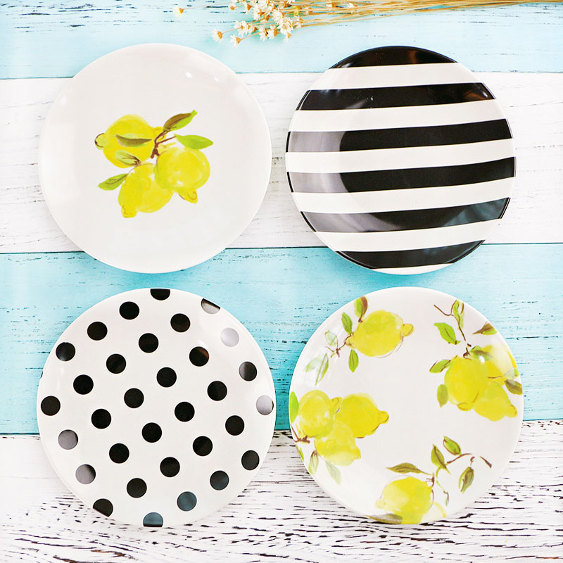 

6 Inch Round Square Melamine Plate Dish for Fruit Cake Bone Rose Flamingo Marine Organism Christmas Table Decor 4pcs/lot DEC417