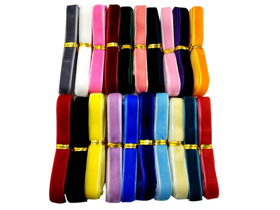 

Mix 20 Colors 3/8" Velvet Ribbon for hair Accessories, Multi-color