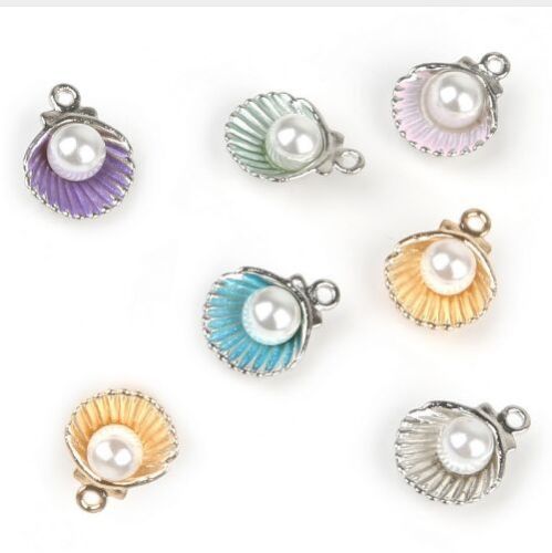 

100Pcs/lot Alloy Shell Pearl Charms Pendant For necklace Jewelry Making findings 11x15mm