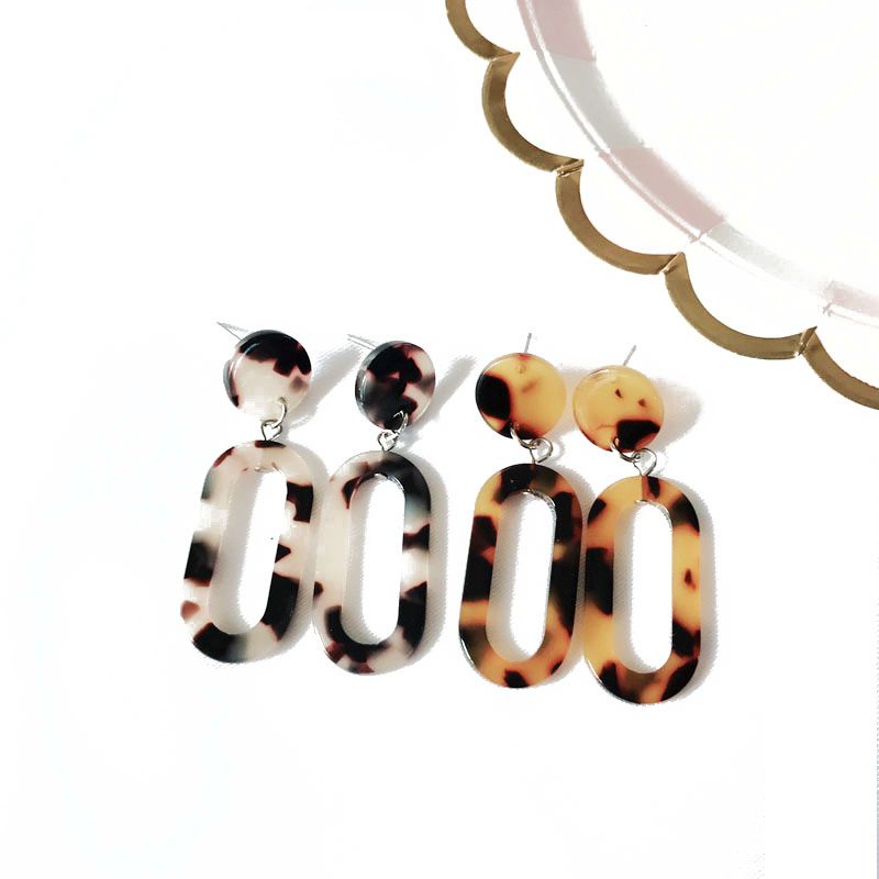 

Free Shipping Geometric Leopard Print Two Colors Simple Lightweight Fashion Party Elegant Stud Earring For Women