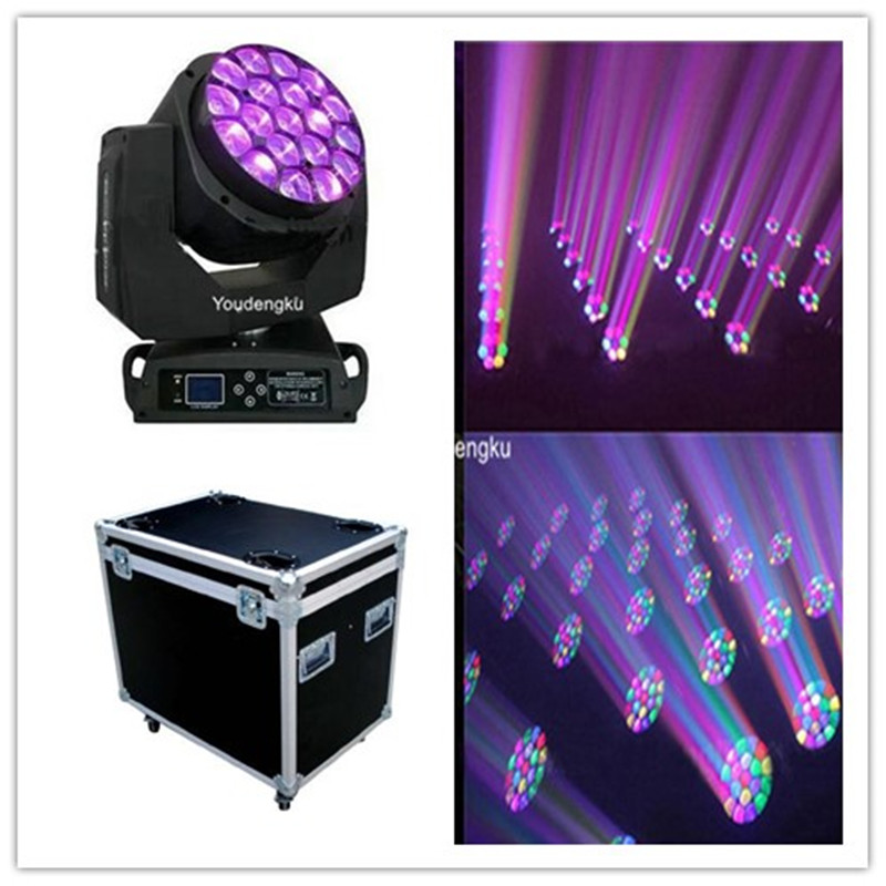 2 pieces Big 19*15W Bee Eyes LED Moving Head Zoom Light clay paky B EYE moving head zoom beam light with flightcase-image-408808208