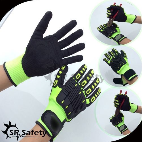 

SRSafety 1 Pair Anti Vibration Working Gloves Vibration and Shock Gloves Anti Impact Mechanics WorkGloves,Cut Level 5, Blue;gray