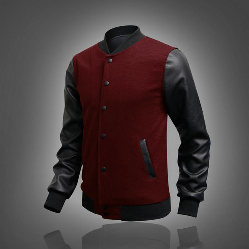 2018 Jaqueta Male Leather Patchwork Hoodies Buon Basic Jacket Autumn Men'S Bomber Jackets Coats Outerwear Fashion