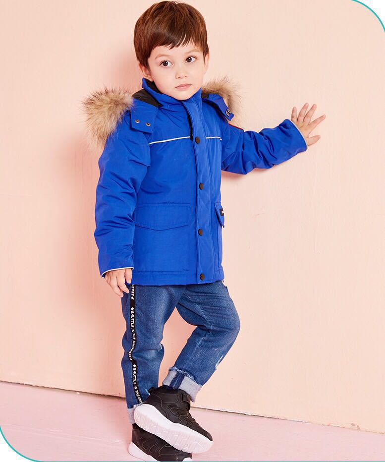 Free shipping men and women children's down jacket with fur collar thick waterproof warm down jacket