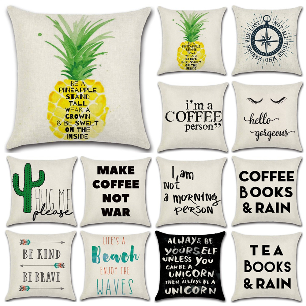 

Home Cushion Covers Cotton Linen Black White English Words Pillow Cover Sofa Bed Nordic Decorative Pillow Case Almofadas 45x45cm, 01