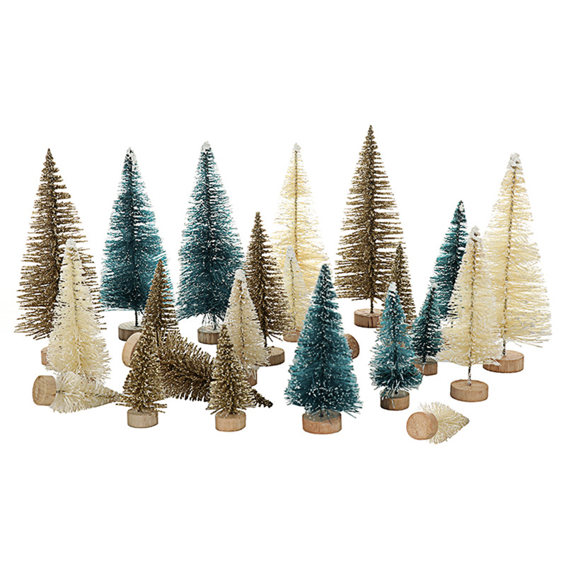 

Artificial Sisal Christmas Tree Mini Pine Tree with Wood Base DIY Crafts Home Table Top Decor Christmas Ornaments Green, Gold and Ivory