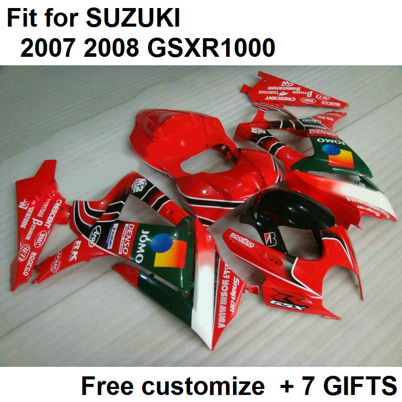 

High quality fairing kit for Suzuki GSXR1000 07 08 black red fairings set GSXR1000 2007 2008 CC56, Same as picture