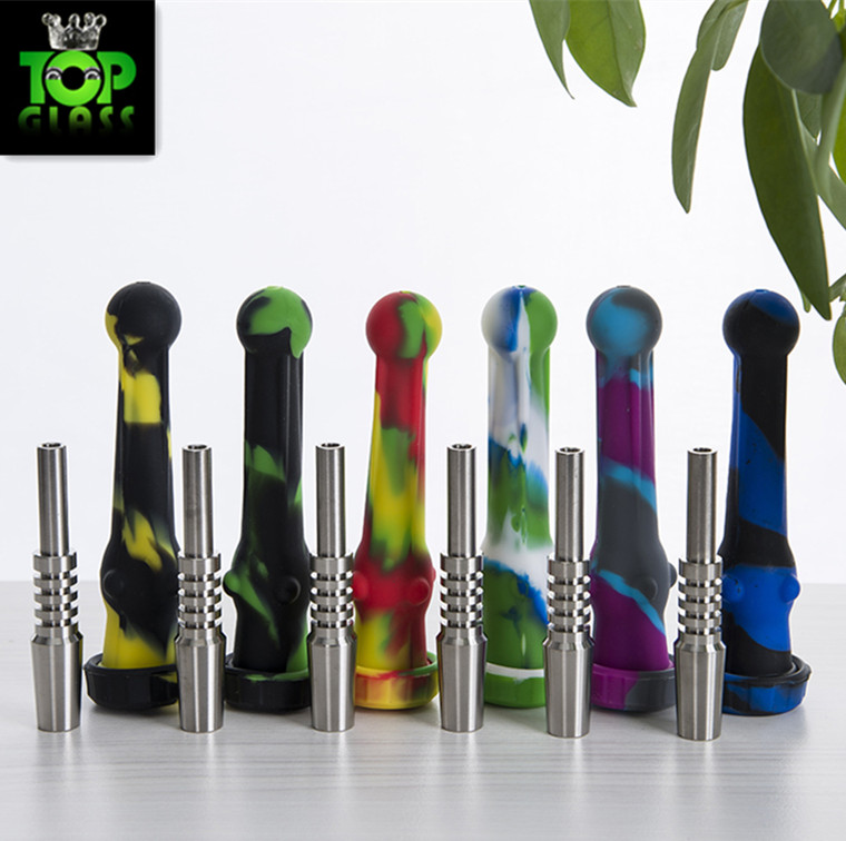 

Silicone NC with 14.5mm stainless steel tip Food Grade Silicon Mini NC Bird Dab Straw Silicone Pipe Oil