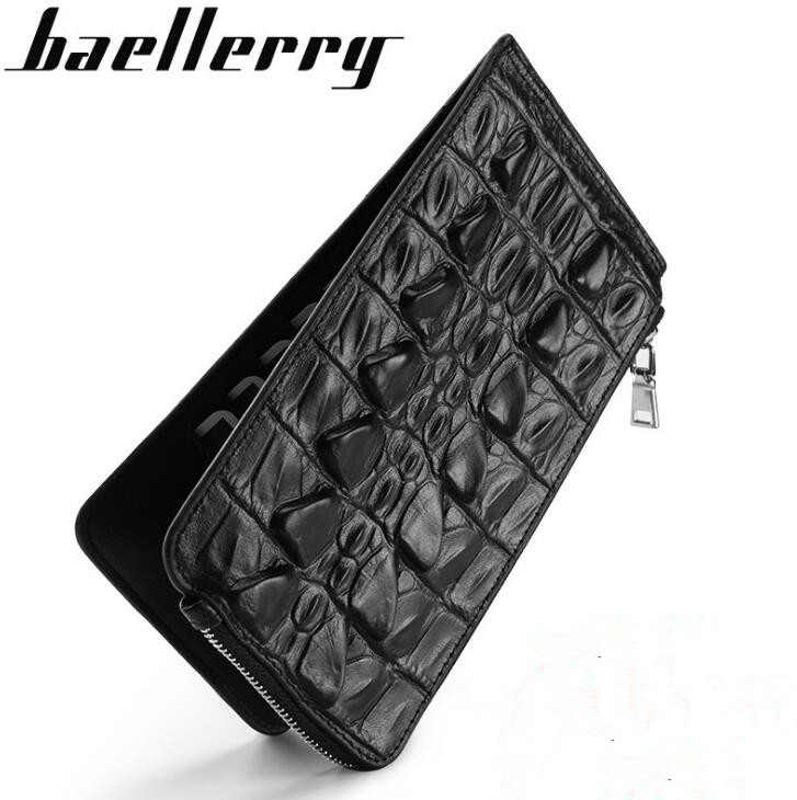 

Factory independent men wallet package fashion Alligator Leather Business purse multi function genuine pickup bag crocodile tattoo hand bags, Black2 (with a box)