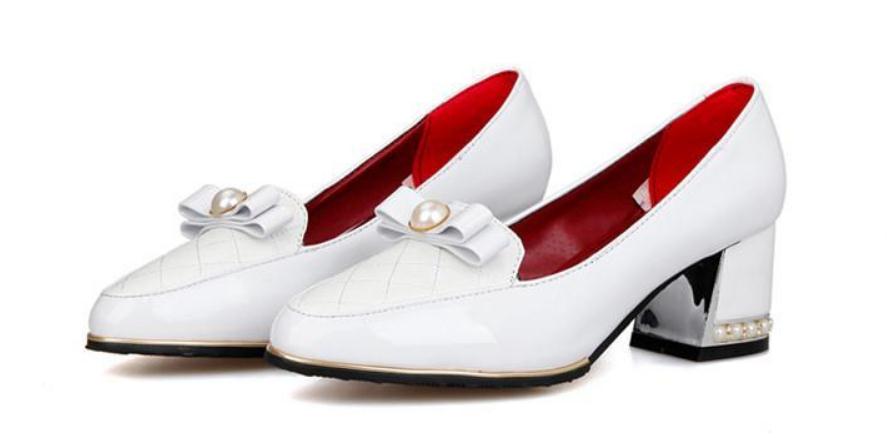 

Free send 2018 spring and Autumn new style Middle heel Coarse heel bowknot Women's shoes, Black