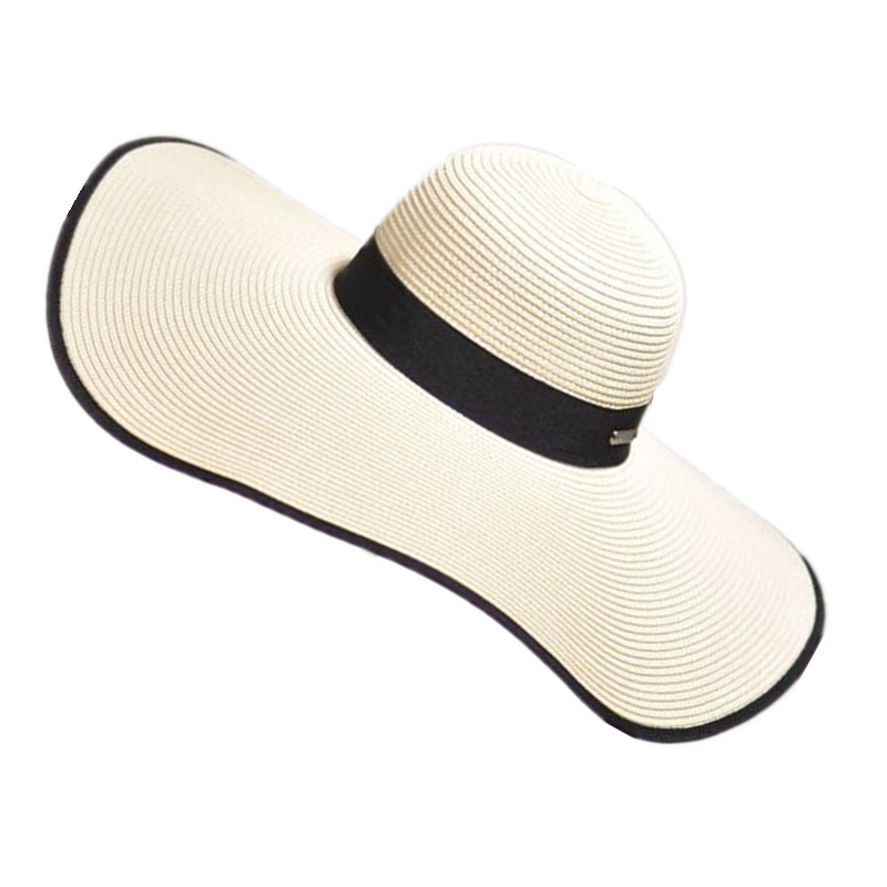 

2016 New Summer Fashion Women's Ladies' Foldable Wide Large Brim Floppy Summer Sun Beach Hat Straw Hat Cap Drop Shipping D18103006, Us1