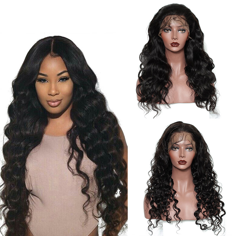 

Pre Plucked Real Brazilian Human Hair Lace Front Wigs with Baby Hair Body Wave Loose Wave Natural Hairline Wigs Can Be Adjusted Sizes, Natural color