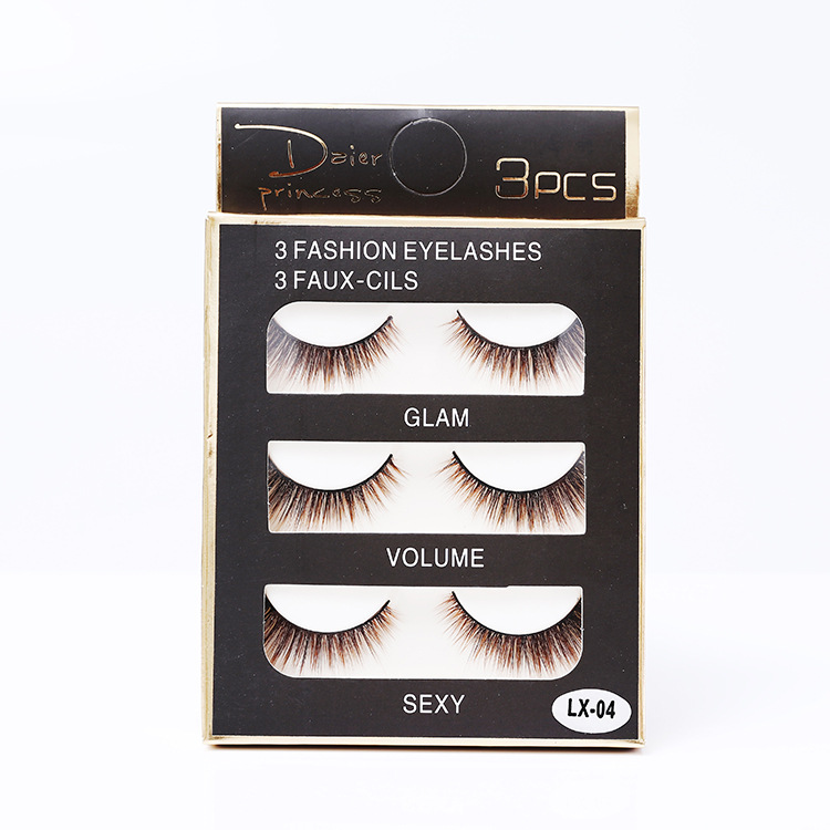 

Hot Popular 3 Pairs / Set Faux Mink Hair Colorful Eyelashes 3D Brown Gradient Color False Eyelash Extensions