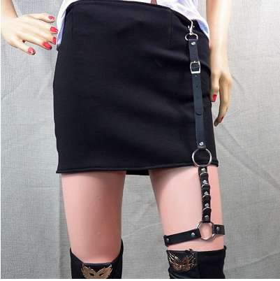

Men Women Fashion Harajuku Single Strap Clip Leather Punk Suspender Hook Adjustable Leg Ring Handmade Sock Garter GPD8296